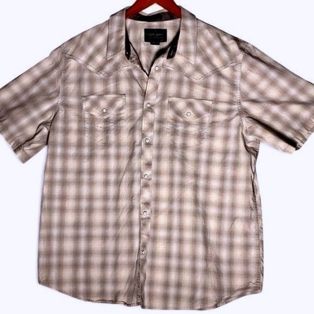 Cody James Salerno Western Plaid Pearl Snap Shirt Size 2XL Western Short Sleeve - Picture 1 of 6
